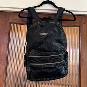 Black leather backpack